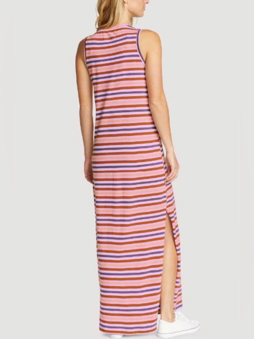 Eddie Bauer Coast Climb Stripe print maxi long dress vacation casual size XS NWT